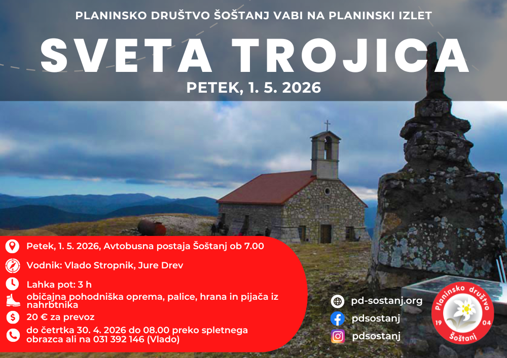 Prvomajski planinski izlet: Sv. Trojica 851 m